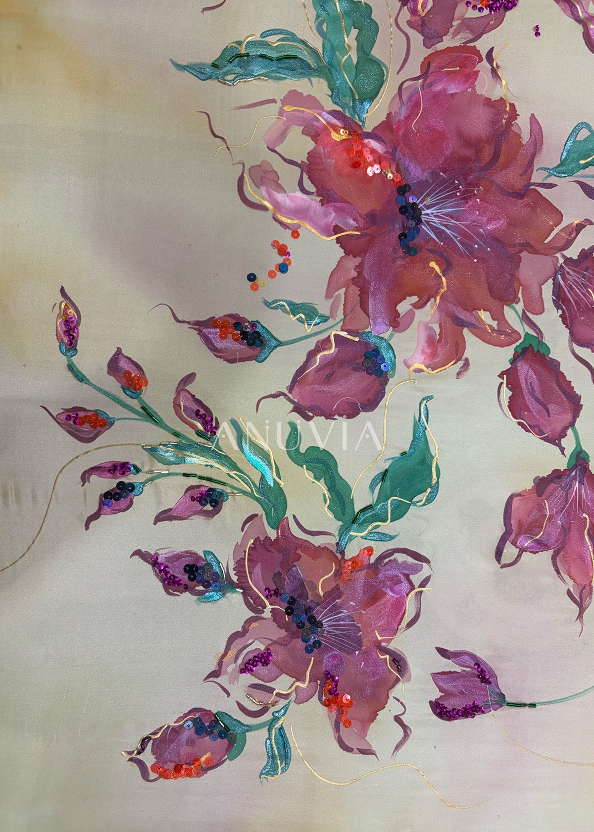 SCARLET MUSE on Habutai silk