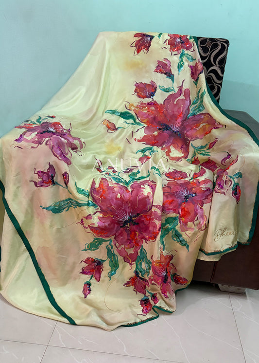 SCARLET MUSE on Habutai silk