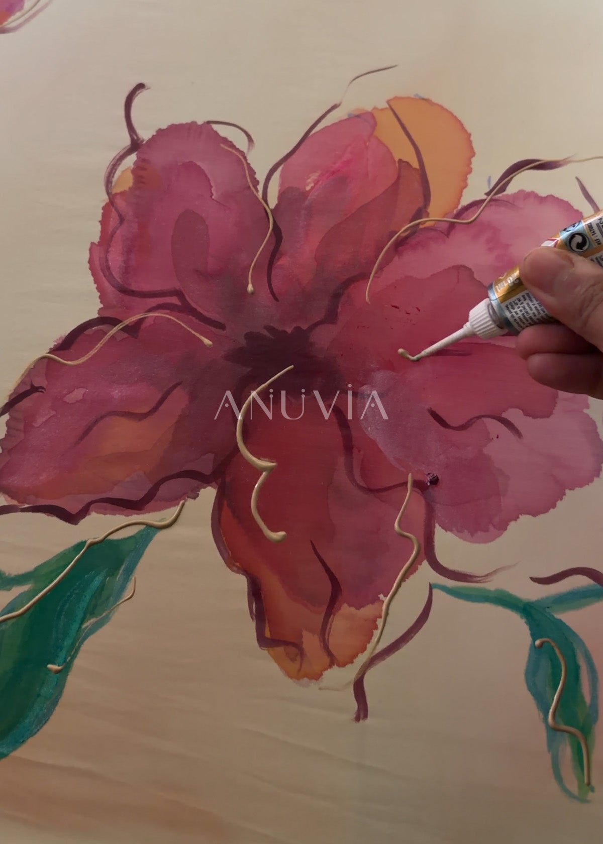 SCARLET MUSE on Habutai silk